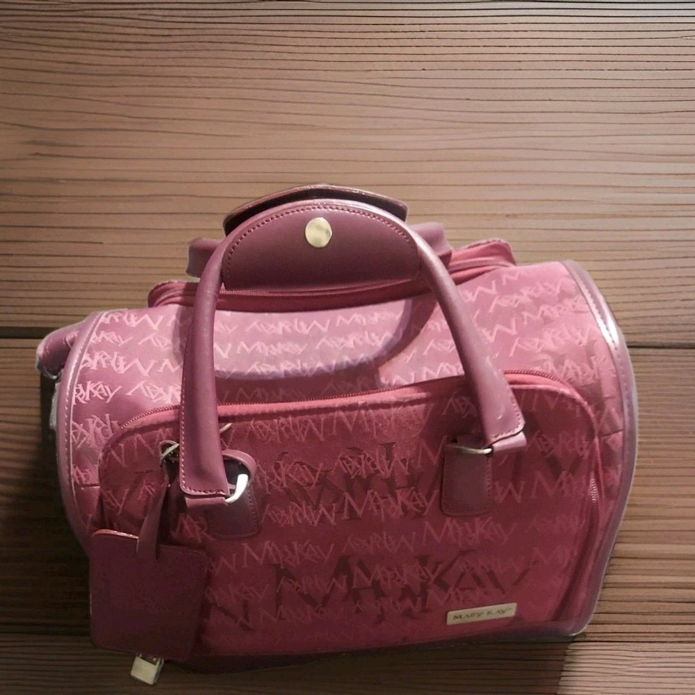 Vintage Mary Kay Travel Consultant Maroon Makeup Bag Tote Carry On Organizer